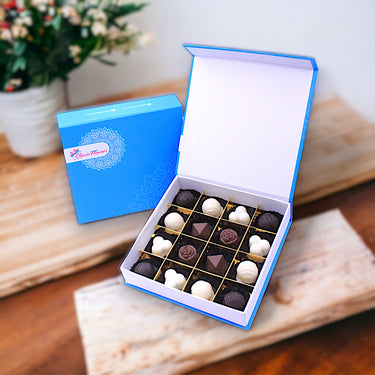 Assorted Chocolate Collection, 16 Pcs, White Truffles, Dark Truffles, Mix Nuts, Raspberry Compound, Rose Compound